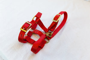 Adjustable Halters with Throat Latch Snap-Brass Plated Hardware