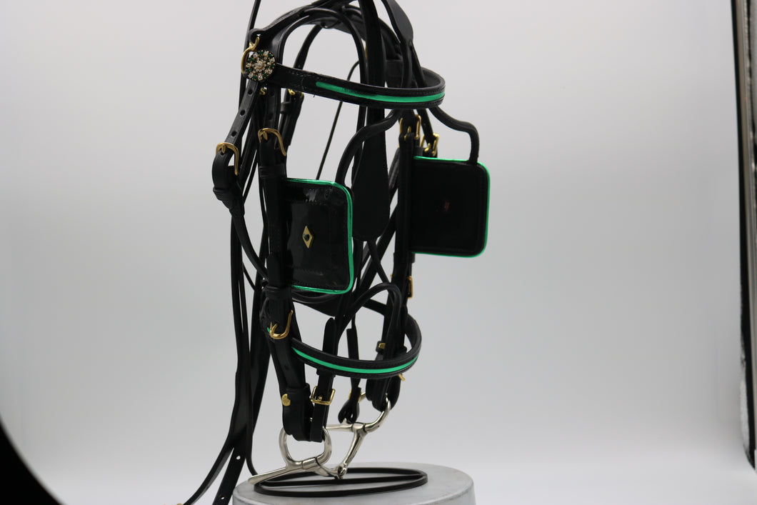 FIRST IMPRESSION LEATHER SHOW HARNESS-GREEN