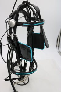FIRST IMPRESSION LEATHER SHOW HARNESS-TURQUOISE