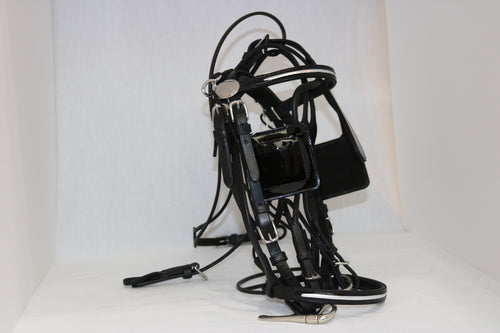 Leather Show Driving Bridle With Square Blinders