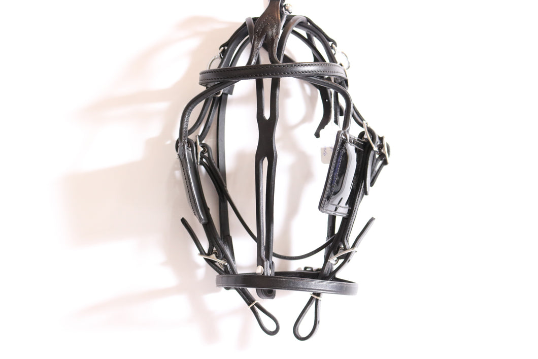 Leather Driving Bridle with Square Blinders